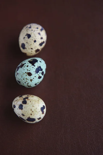 Huevos de codorniz sobre fondo cuero — Foto de Stock