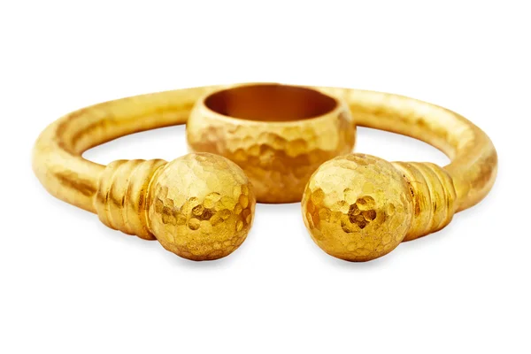 Hockergoldarmband und Ring — Stockfoto