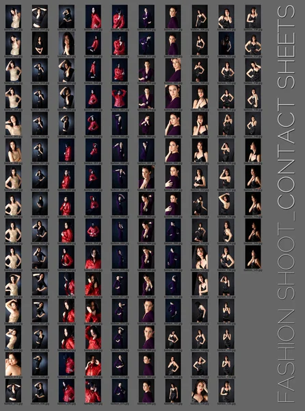 stock image Professional fashion shoot contact sheet