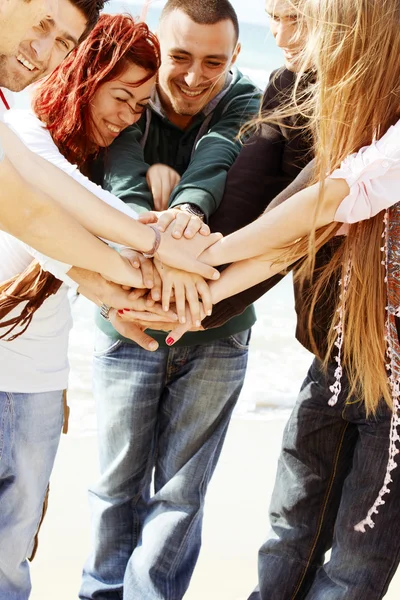 Friends with hands together — Stock Photo, Image