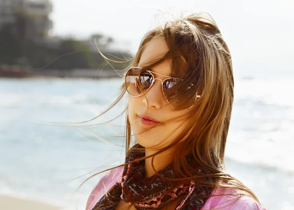 stock image Teenager girl on the beach