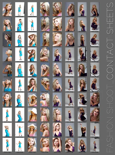 Fashion shoot contact sheet . — Stock Photo, Image