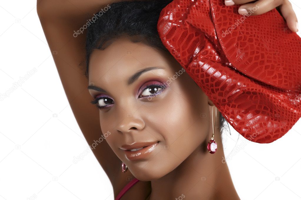 African woman with pink eyeshadows