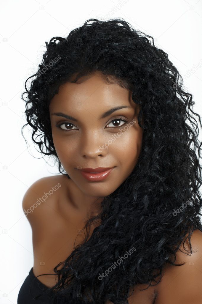 African woman with curly hair