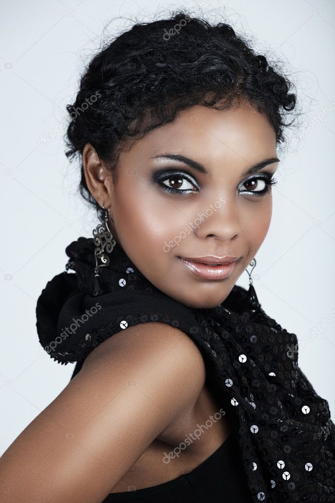 African woman with curly hair