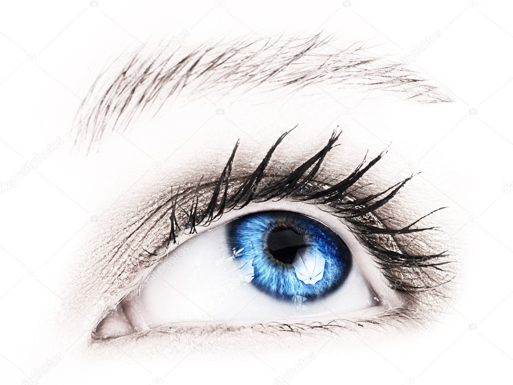 Blue eye of a woman.