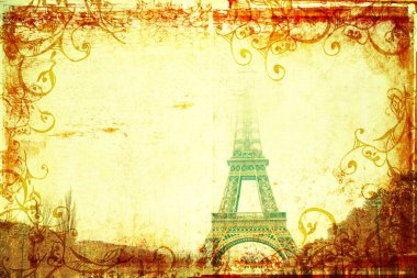 Eiffel Tower in winter on grunge background clipart