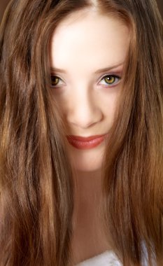 Beautiful brunette with green eyes clipart