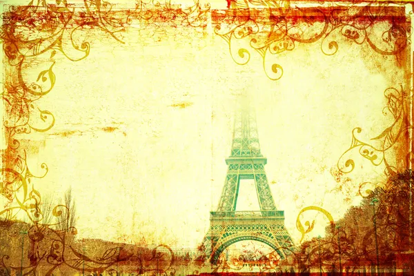 Eiffel Tower in winter on grunge background — Stock Photo, Image