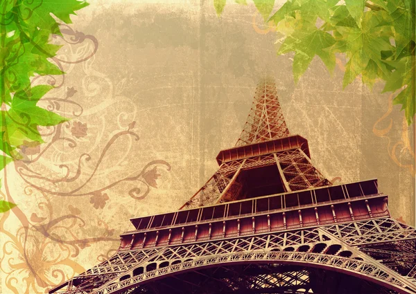 Grunge Eiffelova věž v sépie — Stock fotografie