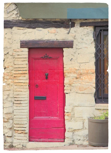 Czerwony drzwi we Francji — Zdjęcie stockowe