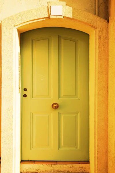 Soft green door in France — Stock Photo, Image