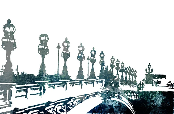 Grunge-Brücke in Paris — Stockfoto
