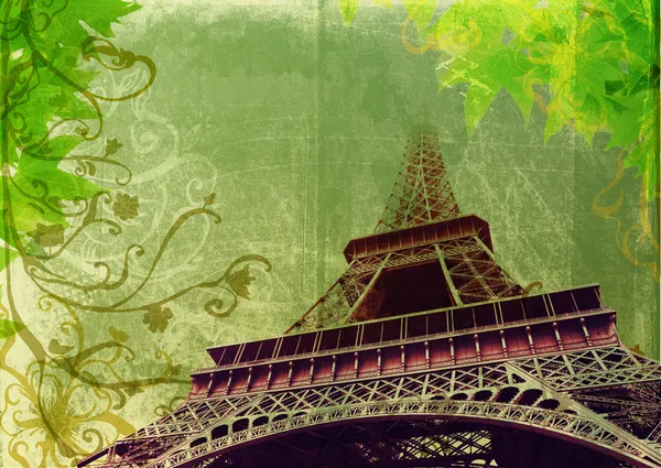 Grunge Eiffelova věž v sépie — Stock fotografie