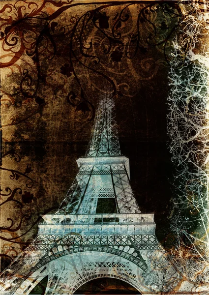 Torre Eiffel sobre fondo grunge —  Fotos de Stock