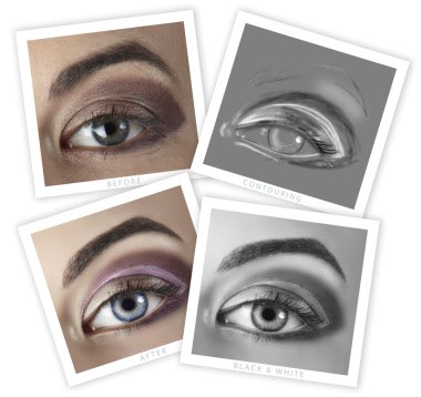 Eye retouching before and after clipart