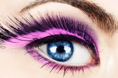 Macro of eye with fake eyelashes. clipart