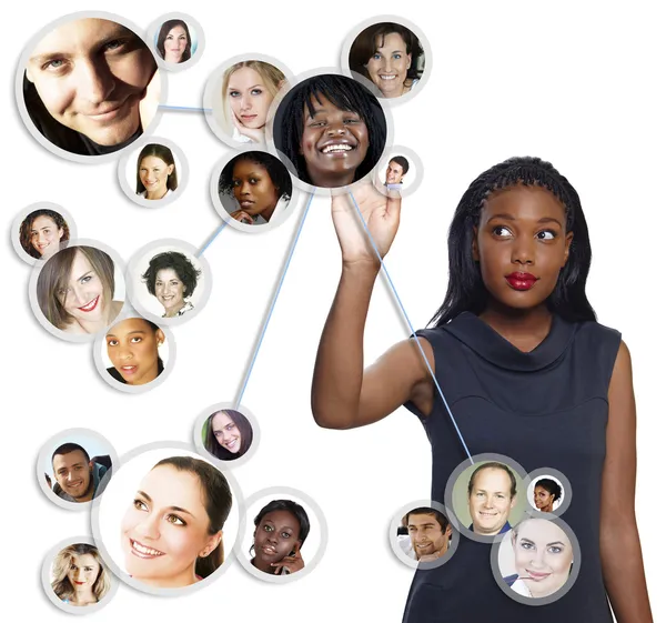 African American businesswoman social network — Stock Photo, Image