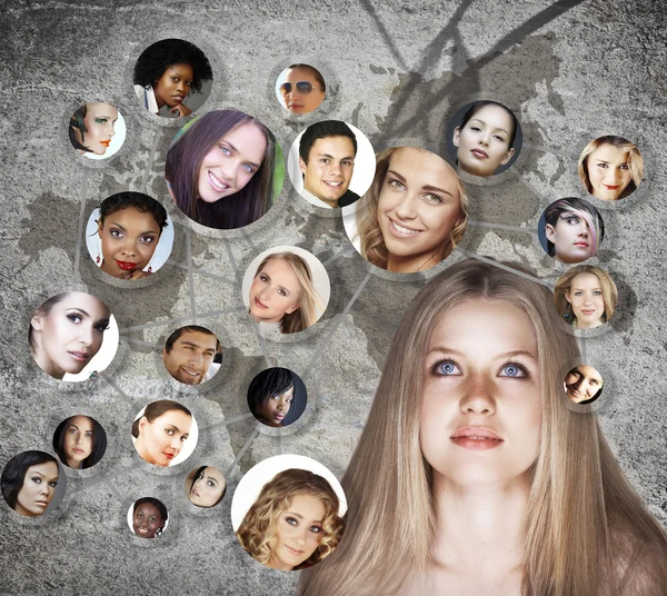 Young woman social network — Stock Photo, Image