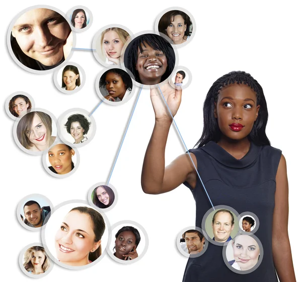 Rede social de mulheres de negócios afro-americanas Imagens De Bancos De Imagens