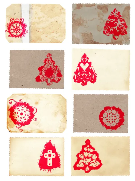 Conjunto de collage grunge de tarjetas de estilo retro de árbol de Navidad — Foto de Stock