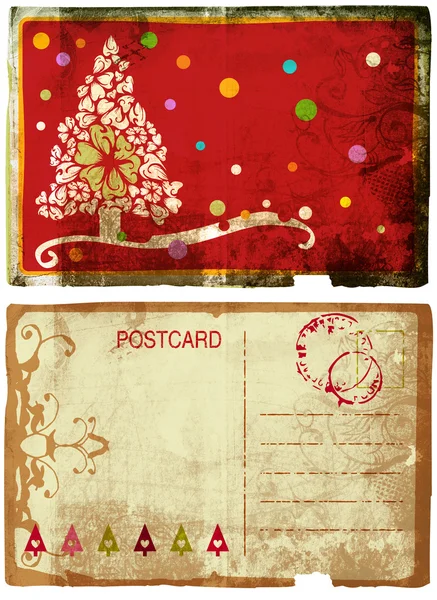 Tarjeta Grunge con árbol de Navidad —  Fotos de Stock
