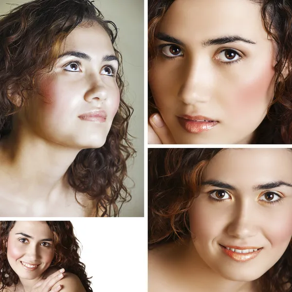 Collage de una hermosa joven feliz mujer — Foto de Stock