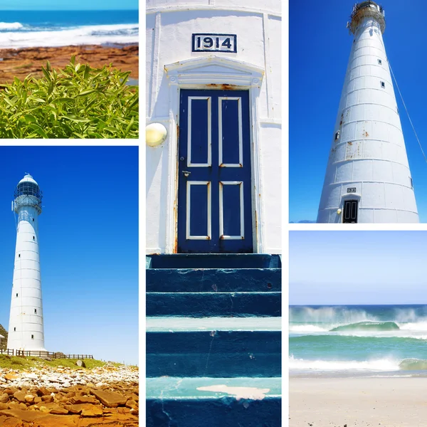 Collage historischer Leuchttürme am Atlantik . — Stockfoto
