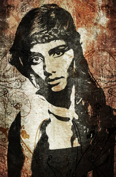 Граффити женщина на стене — стоковое фото