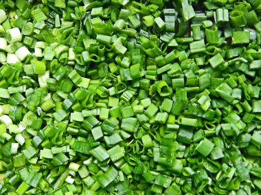 Cutted onion leafs