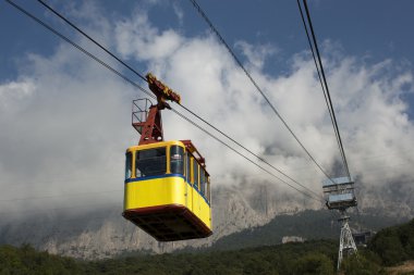 Cable car in the mountains clipart
