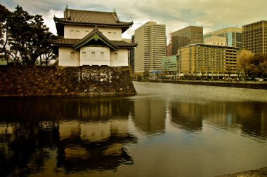 Tokyo, Imperial palace with the city clipart