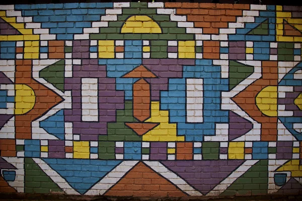 Mur de briques coloré — Photo