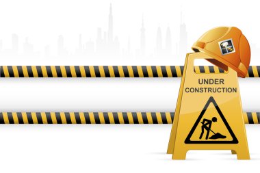 Hard hat on Under Construction Signboard clipart