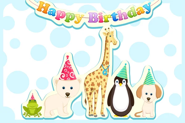 Animales Celebrando el Cumpleaños — Vector de stock
