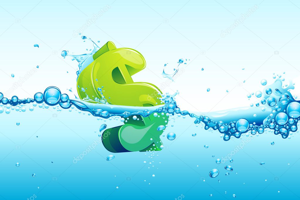 Dollar in water
