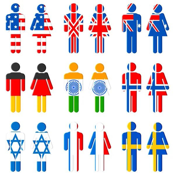 Menselijke pictogram van verschillende natie — Stockvector