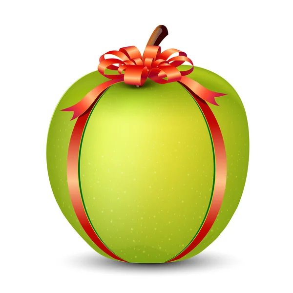 Jablko zabalené s mašlí — Stockový vektor