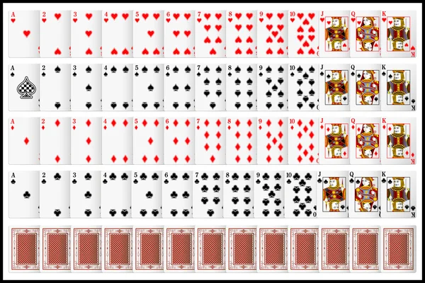 Kompletter Satz Spielkarten — Stockvektor