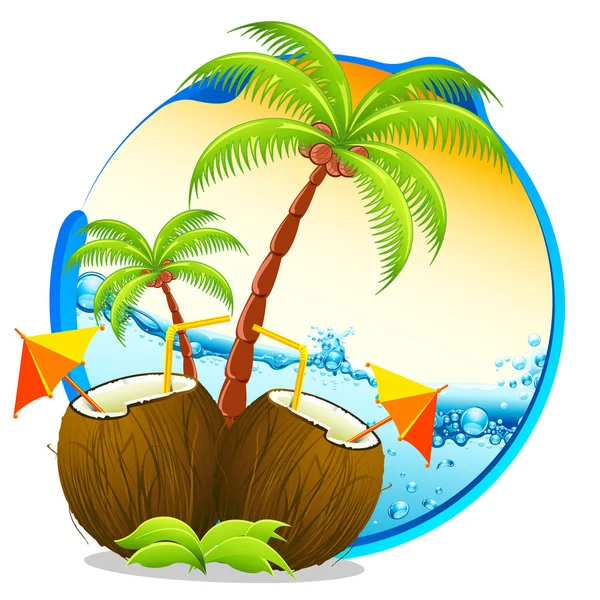 Tropical Coconut Cocktail — Stock Vector