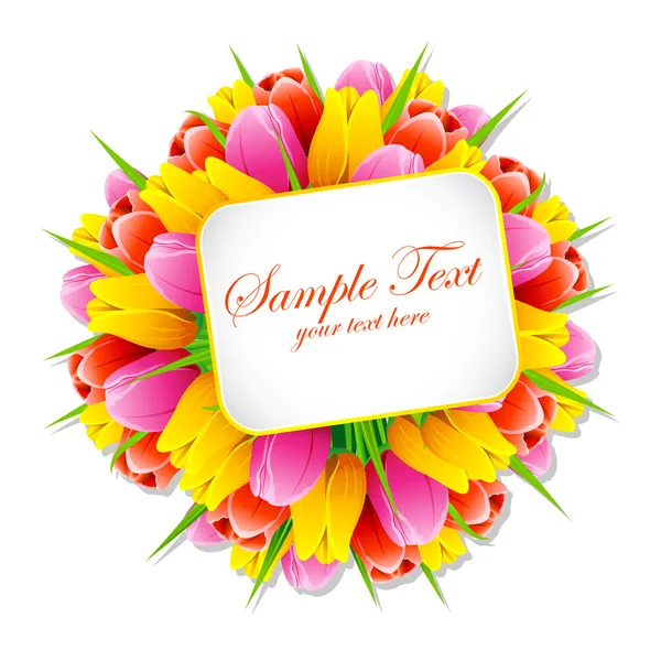 Bouquet de tulipes avec étiquette — Image vectorielle