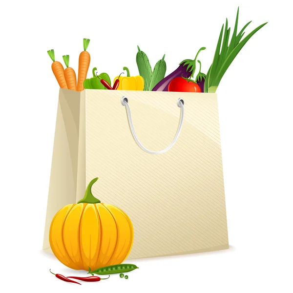 Väska full med grönsaker — Stock vektor