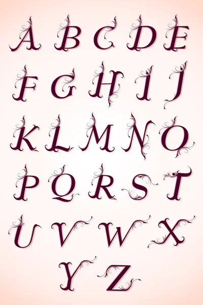 Набор каллиграфического алфавита — стоковый вектор
