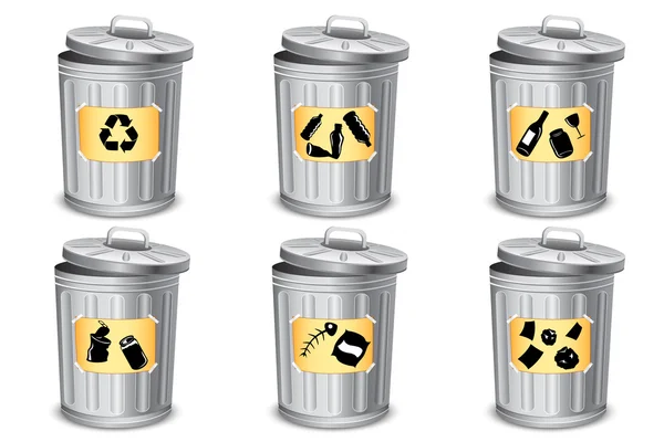 不同类型垃圾桶 — 图库矢量图片