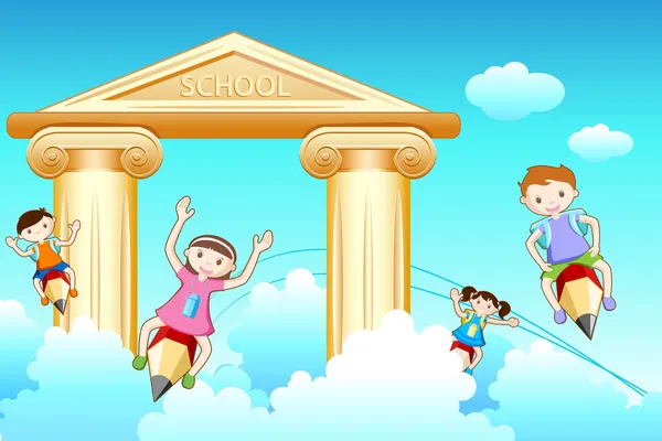 Kids Going to School — Stock Vector