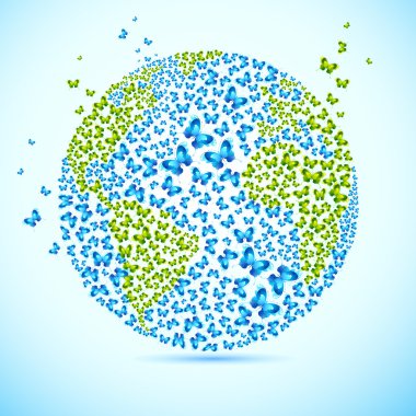 Earth with Butterfly clipart