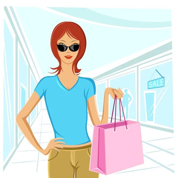 Lady shopping — Stock vektor