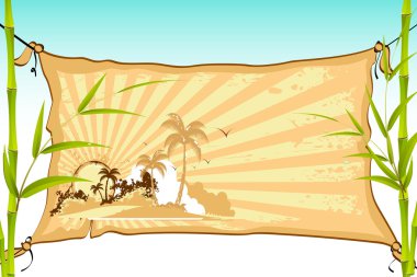 Sea Beach on Banner clipart