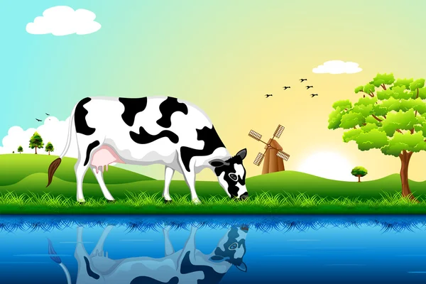 Vacas em pastoreio — Vetor de Stock