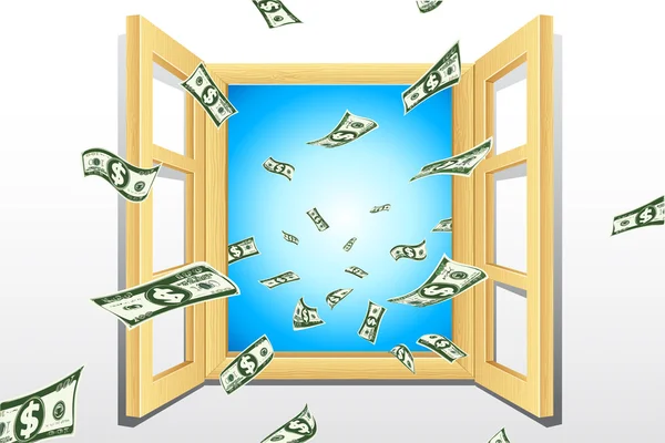 Dólar vindo da janela — Vetor de Stock